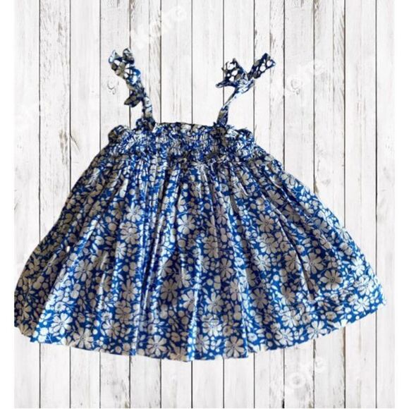Baby Gap Sundress Royal Blue White Floral Summer Dress Size 0-3 M - Picture 8 of 8